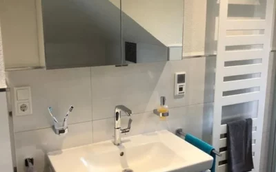 Kompaktes Waschplatzkonzept mit Spiegelschrank